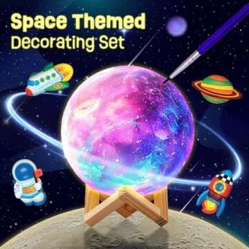 Paint Your Own Moon Lamp Kit, DIY 3D Space Moon Night Light, Art Supplies Arts & Crafts Kit, Arts and Crafts for Kids Ages 8-12, Toys Girls Boy Birthday Gift Ages3 4 5 6 7 8 9 10 11 12+
