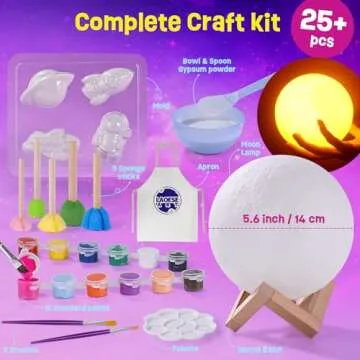 Paint Your Own Moon Lamp Kit, DIY 3D Space Moon Night Light, Art Supplies Arts & Crafts Kit, Arts and Crafts for Kids Ages 8-12, Toys Girls Boy Birthday Gift Ages3 4 5 6 7 8 9 10 11 12+