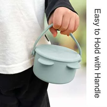 Dilovely Snack Cups for Toddlers, Silicone Snacks Containers, Baby Food Catcher Spill Proof, Kid Snacks Holder with DustProof Lid, 2 Pack Dishwasher Safe and BPA Free 9 Oz