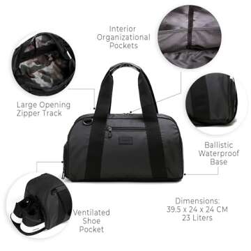 Vooray 23L Burner Gym Duffel Bag – Travel Tote for Women and Men, Sports Gym Bag with Shoe Compartment, Weekender for Overnight Trips and Workouts