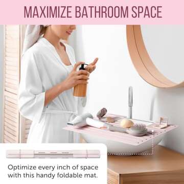 Bathroom Sink Cover for Counter Space, Heat Resistant Silicone Mat & Makeup Mat for Your Beauty Rout...