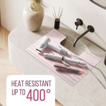 Bathroom Sink Cover for Counter Space, Heat Resistant Silicone Mat & Makeup Mat for Your Beauty Routine, Small Bathroom Space Saver Sink Cover for Makeup (Rose Pink)