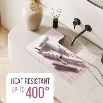 Bathroom Sink Cover for Counter Space, Heat Resistant Silicone Mat & Makeup Mat for Your Beauty Routine, Small Bathroom Space Saver Sink Cover for Makeup (Rose Pink)