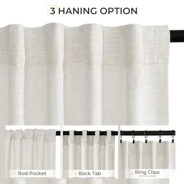 INOVADAY Thick Linen Curtains for Living Room Bedroom