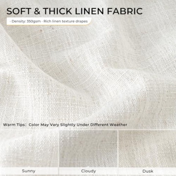 INOVADAY Thick Linen Curtains for Living Room Bedroom