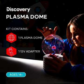 Discovery #MINDBLOWN Plasma Globe Lamp - Touch and Sound Sensitive Lightning, Electric Plasma Ball I...