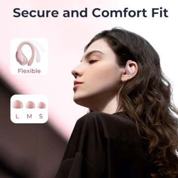 occiam Wireless Earbuds Bluetooth Headphones 90H Playback Sport Ear Buds with Earhook LED Display Charging Case in Ear Sweatproof Running Earphones for Workout iOS Android Cellphone,Rose Gold