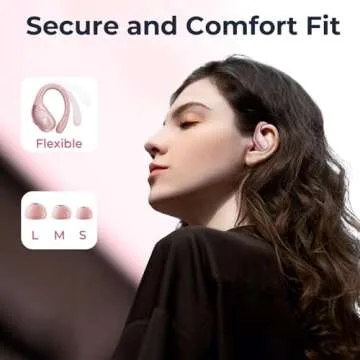 occiam Wireless Earbuds Bluetooth Headphones 90H Playback Sport Ear Buds with Earhook LED Display Charging Case in Ear Sweatproof Running Earphones for Workout iOS Android Cellphone,Rose Gold
