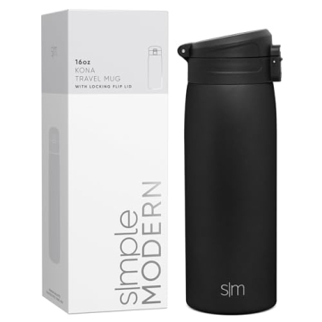 Simple Modern Insulated Thermos Travel Coffee Mug - Midnight Black | 16oz | Leakproof & Stylish