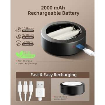 EZVALO Picture Lights for Wall,2000mAh Rechargeable Battery Magnetic Poster Lights with 2 Color Temp...