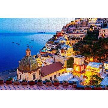 Jigsaw Puzzle 1000 Piece - Dreamy Positano - Signature Collection Twilight Sea Sight Large Puzzle Game Artwork for Adults Teens