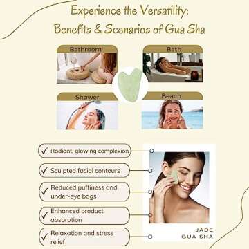 Radiant Harmony Jade Gua Sha Stone - Safe Guasha Tool For Face, Giftable, Authentic & Travel Friendly w/Instructions