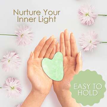 Radiant Harmony Jade Gua Sha Stone - Safe Guasha Tool For Face, Giftable, Authentic & Travel Friendly w/Instructions