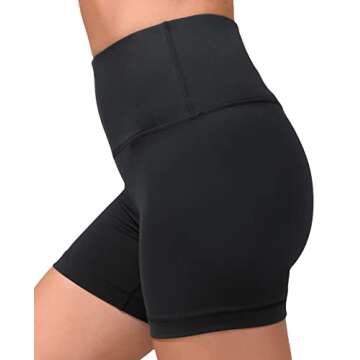 90 Degree By Reflex High Waist Power Flex Yoga Shorts - Tummy Control Biker Shorts for Women - Black/Sage 2 Pack - Medium