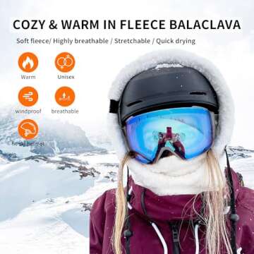 Shy Velvet Balaclava Wind-Resistant Winter Face Mask,Fleece Ski Mask for Men and Women,Warm Face Cover Hat Cap Scarf Sherpa Hood Ski Mask White