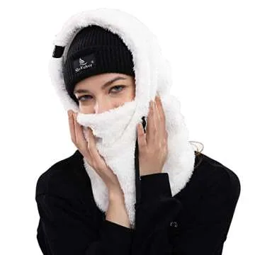 Shy Velvet Balaclava Wind-Resistant Winter Face Mask,Fleece Ski Mask for Men and Women,Warm Face Cover Hat Cap Scarf Sherpa Hood Ski Mask White