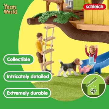Schleich Farm World — Adventure Tree House Playset, 60-Piece Detailed Tree House Play Set with Tir...