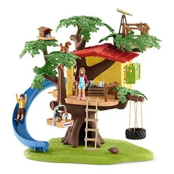 Schleich Farm World — Adventure Tree House Playset, 60-Piece Detailed Tree House Play Set with Tire Swing, 2 Child Figurines and Animal Figurines, Farmer Toys for Kids Ages 3+