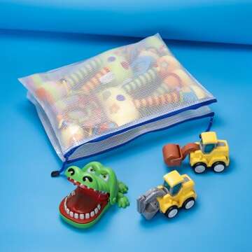 AUSTARK 10 Pcs Zipper File Bags, Waterproof Plastic Mesh Pouch for Office School, Board Game Storage Bags (B4 Size 15''x11'', White and Blue)