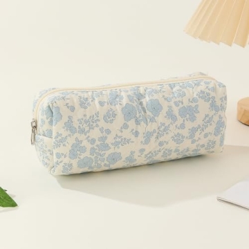 Juoxeepy Floral Quilted Makeup Bag for Everyday Use