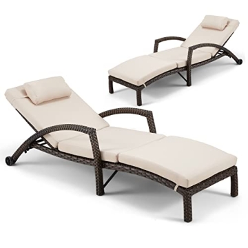 HOMREST Outdoor Chaise Lounge Chairs Set for Relaxation