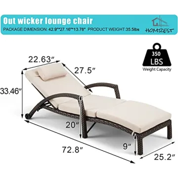 HOMREST Outdoor Chaise Lounge Chairs Set for Relaxation