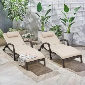 HOMREST Outdoor Chaise Lounge Chairs Set for Relaxation