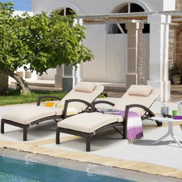 HOMREST Outdoor Chaise Lounge Chairs Set for Relaxation