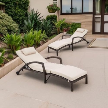 HOMREST Outdoor Chaise Lounge Chairs Set for Relaxation