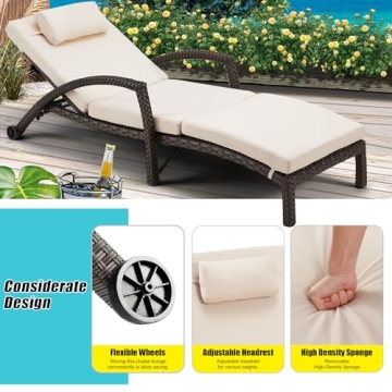 HOMREST Outdoor Chaise Lounge Chairs Set for Relaxation