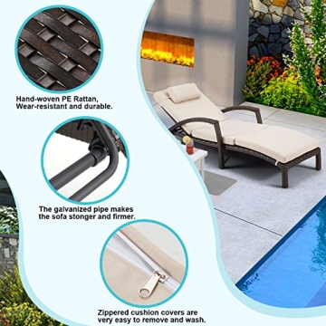 HOMREST Outdoor Chaise Lounge Chairs Set for Relaxation