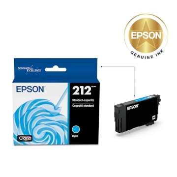 EPSON 212 Claria Ink Standard Capacity Cyan Cartridge for Vibrant Prints