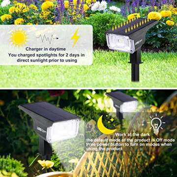 LEREKAM Solar Spot Lights Outdoor, IP65 Waterproof 40 LEDs Solar Landscape Spotlights,USB Solar Powered Wall Lights Dark Sensing Auto On/Off,3 Modes Outdoor Solar Garden Lights for Yard Porch 2 Pack