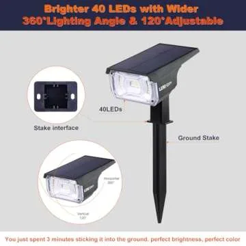 LEREKAM Solar Spot Lights Outdoor - Bright, Waterproof LED Lights