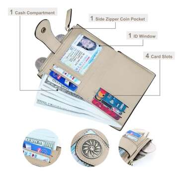 Tipmile Small Wallet: Elegant Bifold RFID Blocking Leather Card Holder with Zipper Coin Pocket