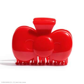 Hello Kitty x Kitsch Recycled Plastic Bow Shape Hair Claw, Medium Claw Clips for Women and Girls, Cute Valentines Day Gift for Her, 1pc (Red) - Valentines Day Gifts