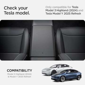 Spigen Center Console Non-Slip Armrest Cover Designed for New Tesla Model Y 2025 Refresh (Juniper) &...