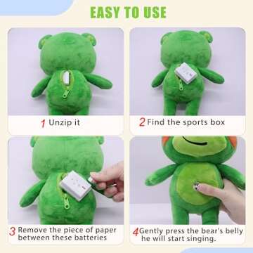 Verceco Singing Stuffed Animals Green Bear Music Plush Toys for Toddler 1-3 Stuffed Bear Plushies Toys for Kids Birthday 12" (Bear)