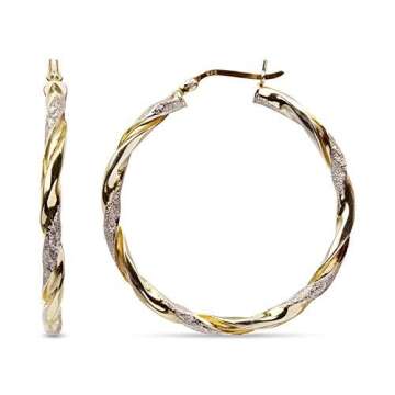 LeCalla 925 Sterling Silver Hoop Earrings - Elegant Two-Tone Design