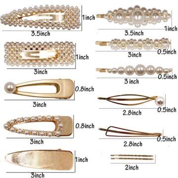 12PCS Pearls Hair Clips Elegant Hair Accessories for Girls Women Lady Bridal Weeding White Pearl Hai...