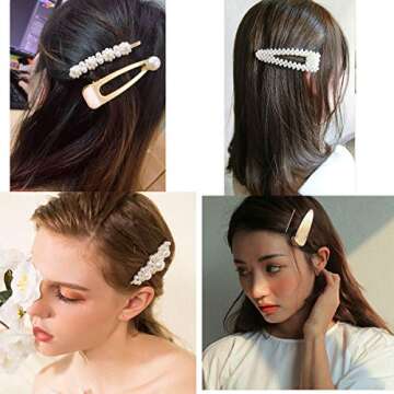 12PCS Pearls Hair Clips Elegant Hair Accessories for Girls Women Lady Bridal Weeding White Pearl Hairpins Clips Rhinestones Hair Barrettes (Gold Hair Clips)