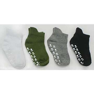 HonesBorn Cotton Stretch 6-Pack Anti Slip Socks, Non Skid Ankle Socks With Grips For Infants Toddler...