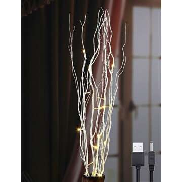 LIGHTSHARE 36Inch 16LED Natural Willow Twig Lighted Branch for Home Decoration, USB Plug-in and Battery Powered