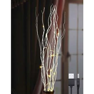 LIGHTSHARE 36Inch 16LED Natural Willow Twig Lighted Branch for Home Decoration, USB Plug-in and Battery Powered
