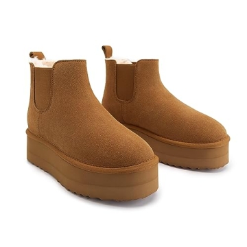 Athlefit Women's Winter Chelsea Boots Warm Stylish Comfort