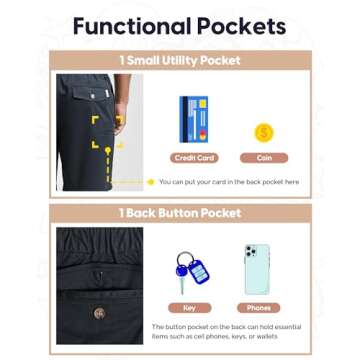maamgic Men's Classic-fit 7" Cotton Casual Golf Shorts Elastic Waistband with Multi-Pocket Daily Wear Walking Summer Outfit Navy Blue 34