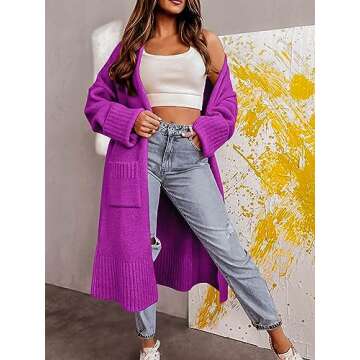 Danedvi Long Cardigan Sweaters for Women 2023 Fall Open Front Knit Oversized Cardigans Duster Coat w...