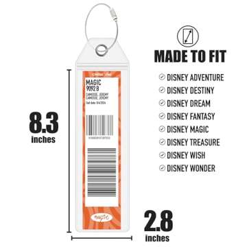 Disney Cruise Luggage Tag Holder by Cruise On [4 Pack] for All Disney Cruise Line DCL Ships Dream, Fantasy, Magic, Wonder, Wish, Treasure, Adventure & Destiny in 2025 & 2026