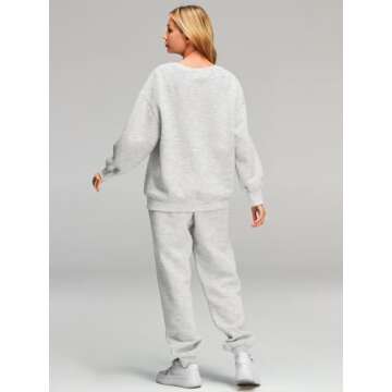 AUTOMET Sweatsuits for Women Set 2 Piece Outfits Oversized Sweatshirt Fall Outfits 2025 Lounge Sets Pullover Casual Trendy Y2k Clothing Sweatpants with Pockets Grey XL