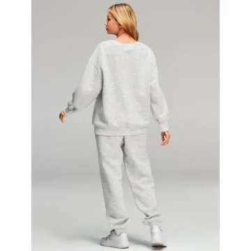 AUTOMET Sweatsuits for Women Set 2 Piece Outfits Oversized Sweatshirt Fall Outfits 2025 Lounge Sets Pullover Casual Trendy Y2k Clothing Sweatpants with Pockets Grey XL